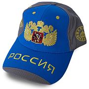Мужская кепка с вышивкой Россия (Серо-синяя)