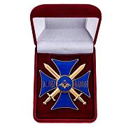 Знак в бархатистом футляре Крест За службу на Кавказе (синий)