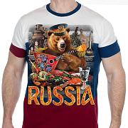 Футболка Russia Медведь Триколор