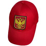 Мужская кепка с вышивкой с гербом РФ (Красная)