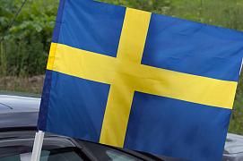 Флаг на машину с кронштейном Швеции