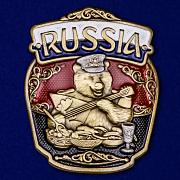 Металлическая накладка с русским медведем RUSSIA (5,2x4,2 см)