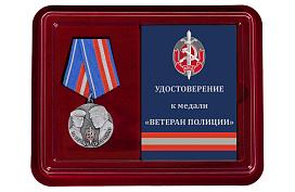 Медаль в бордовом футляре Ветеран полиции