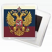 Магнитик с гербом России на фоне триколора
