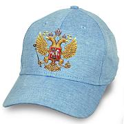 Мужская кепка Герб России (Джинсовая)
