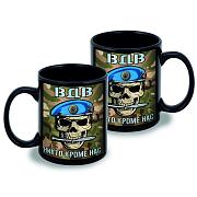 Кружка ВДВ Никто кроме нас с черепом (Черная)