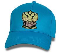 Мужская кепка с вышивкой Россия с гербом (Голубая)