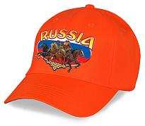 Мужская кепка Россия Медведь (Ярко-оранжевая)