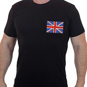 Футболка с вышивкой Флаг Великобритании (Черная)