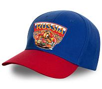Мужская кепка Russia медведь с балалайкой (Сине-красная)