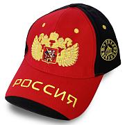 Мужская кепка с вышивкой Россия (Красно-черная)