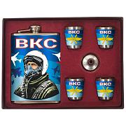 Подарочный набор с фляжкой и стопками ВКС (260 мл, 4х50 мл) 