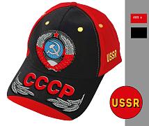 Мужская кепка с вышивкой Герб СССР (Черно-красная)