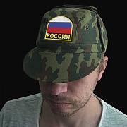 Камуфляжная кепка с шевроном Россия