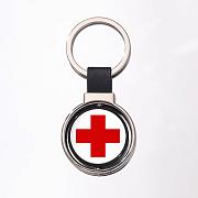 Двухсторонний Брелок для ключей Красный крест (Черный)