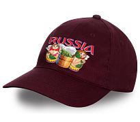 Мужская кепка Russia матрёшки  (Темно-Бордовый)